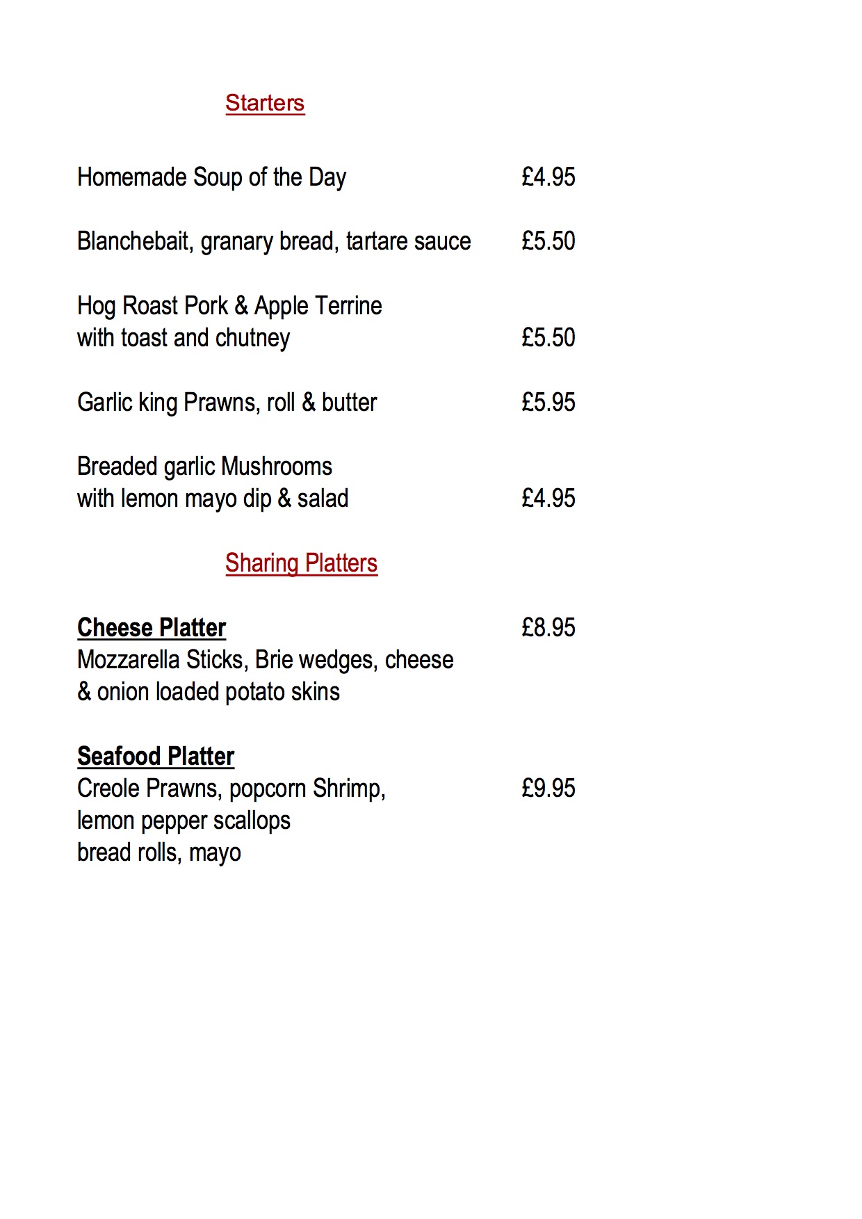 Pub Food in Exeter Menu The New Inn Broadclyst